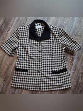 Vintage Pablo Collection Womens Nostalgic Plaid Short Sleeve Blazer Jacket L?